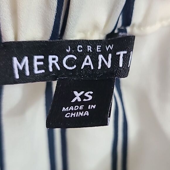 J.Crew Navy Blue Stripe Off the Shoulder Top Sailor Bow Tie Blouse - Picture 6 of 10